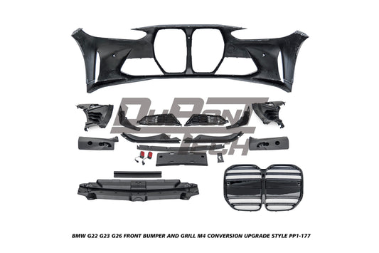 BMW 4 Series M440i 430i G22 G23 G26 2020-ON with Aftermarket Parts - M4 Conversion Upgrade Style Front Bumper and Grill PP Polypropylene from DuPont