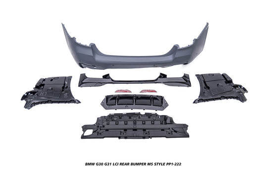 BMW 5 Series M550i 540i 530i G30 G31 LCI 2021 2022 2023 with Aftermarket Parts - M5 Style Rear Bumper PP Polypropylene from DuPont Tech