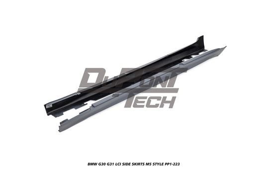 BMW 5 Series M550i 540i 530i G30 G31 LCI 2021 2022 2023 with Aftermarket Parts - M5 Style Side Skirts PP Polypropylene from DuPont Tech