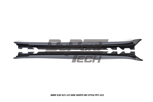 BMW 5 Series M550i 540i 530i G30 G31 LCI 2021 2022 2023 with Aftermarket Parts - M5 Style Side Skirts PP Polypropylene from DuPont Tech