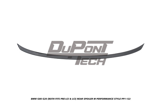 BMW M3 G80 2021-ON &  3 Series M340i 330i (Fits Both Pre-LCI &  LCI) G20 2019-ON with Aftermarket Parts - M Performance Style Rear Spoiler ABS from DuPont Tech