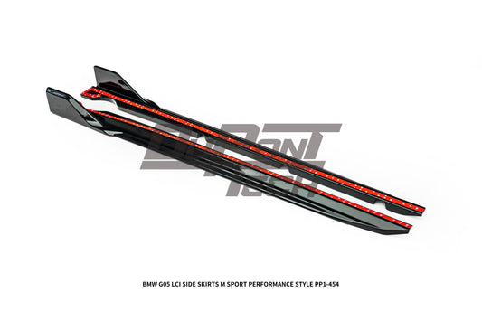 BMW X5 M60i s/x Drive 40i xDrive 50e (with M-package rocker panel) G05 LCI 2024-ON with Aftermarket Parts - M Performance Style Side Skirts ABS from DuPont Tech