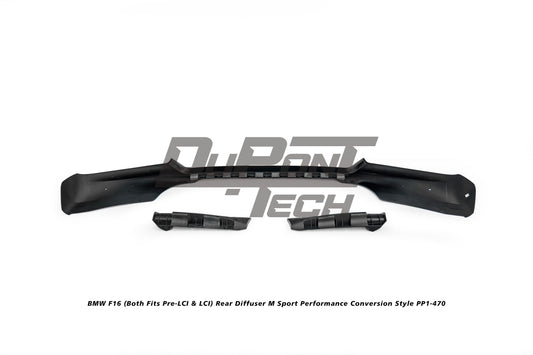 BMW X6 M50d xDrive50i s/xDrive35i xDrive40d xDrive30d (With M-Package, does not fit base model) F16 (Both Fits Pre-LCI & LCI) 2015 2016 2017 2018 2019 with Aftermarket Parts - M Sport Performance Conversion Style Rear Diffuser ABS from DuPont Tech