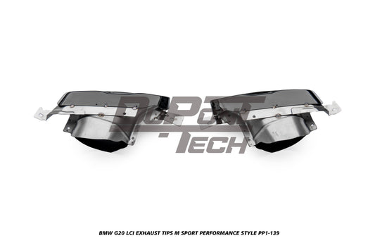BMW 3 Series M340i 330i 320i G20 LCI 2023-ON with Aftermarket Parts - M Sport Performance Style Exhaust Tips Stainless Steel from DuPont Tech