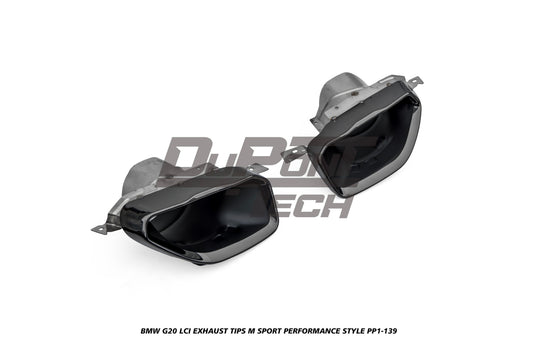 BMW 3 Series M340i 330i 320i G20 LCI 2023-ON with Aftermarket Parts - M Sport Performance Style Exhaust Tips Stainless Steel from DuPont Tech
