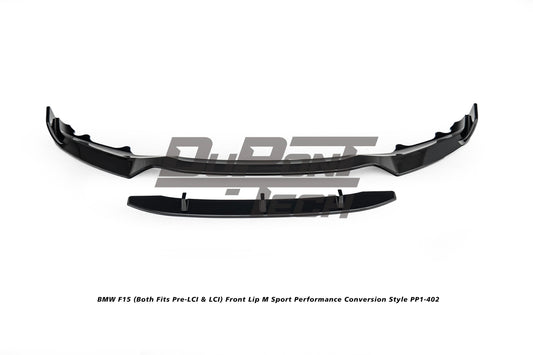 BMW X5 M50d xDrive50i (With M-Package Bumper, does not fit base model) F15 (Both Fits Pre-LCI & LCI) 2014 2015 2016 2017 2018 with Aftermarket Parts - M Sport Performance Conversion Style Front Lip ABS from DuPont Tech