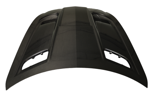 Mercedes Benz AMG GT GTS GTC GTR Pro C190 2016 2017 2018 2019 2020 2021 with Aftermarket Parts - Black Series Conversion Style Hood PP Polypropylene / Dry Pre-preg Carbon Fiber from DuPont Tech