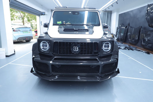 Mercedes Benz G-Class G63 AMG G550 W463A W464 2019 2020 2021 2022 2023 2024 with Aftermarket Parts - BRBS B900 Style Front Grill Surround Overlay Dry Pre-preg Carbon Fiber from DuPont Tech