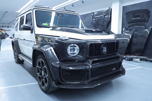 Mercedes Benz G-Class G63 AMG G550 W463A W464 2019 2020 2021 2022 2023 2024 with Aftermarket Parts - BRBS B900 Style Front Grill Surround Overlay Dry Pre-preg Carbon Fiber from DuPont Tech