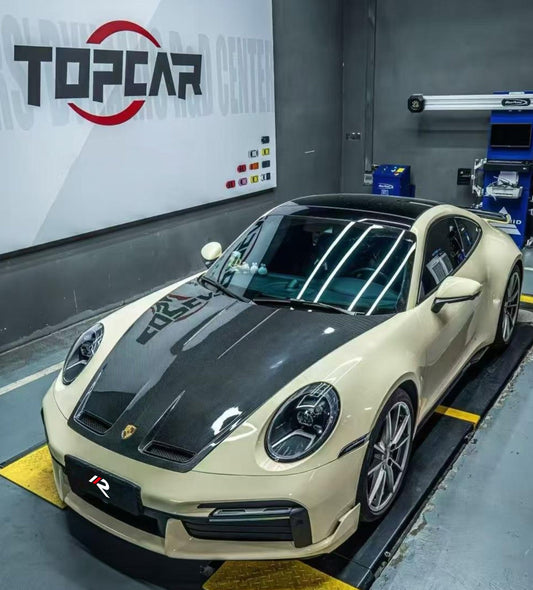 Porsche 911 992.1 Carerra Base/S/T/4/4S/Targa 4/Targa 4S/GTS/GT3/Turbo/Turbo S/ST 2020 2021 2022 2023 2024 & 911 992.2 Carerra Base/S/T/4/4S/Targa 4/Targa 4S/GTS/GT3/Turbo/Turbo S 2025-ON with Aftermarket Parts - GT3 Style Hood Dry Pre-preg Carbon Fiber from Dupont Tech