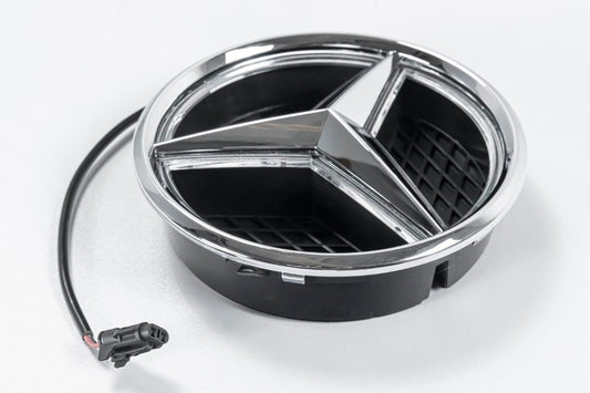 Mercedes Benz E-Class E63 E63S AMG E550 E400 E350 W212 Facelift 2014 2015 2016 with Aftermarket Parts - V1 Silver Chrome Mercedes Benz Light Up Emblem Illuminated Star Light ABS from DuPont Tech