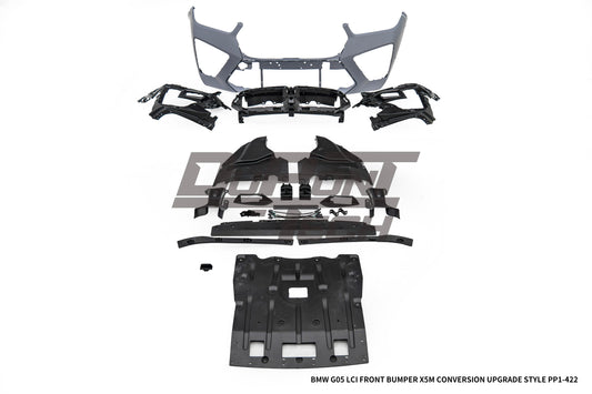 BMW X5 M60i s/x Drive 40i xDrive 50e G05 LCI 2024-ON with Aftermarket Parts - X5M Conversion Upgrade Style Front Bumper PP Polypropylene from DuPont Tech