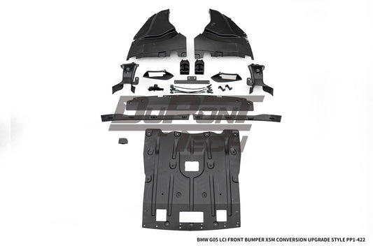 BMW X5 M60i s/x Drive 40i xDrive 50e G05 LCI 2024-ON with Aftermarket Parts - X5M Conversion Upgrade Style Front Bumper PP Polypropylene from DuPont Tech