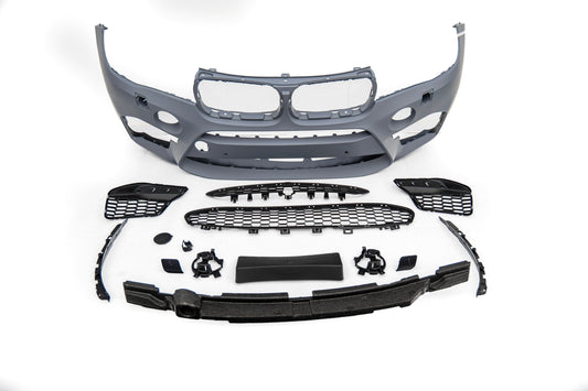 BMW X5 xDrive50i eDrive F15 (Both Fits Pre-LCI &  LCI) 2014 2015 2016 2017 2018 with Aftermarket Parts - X5M Conversion Upgrade Style Front Bumper PP Polypropylene from DuPont Tech