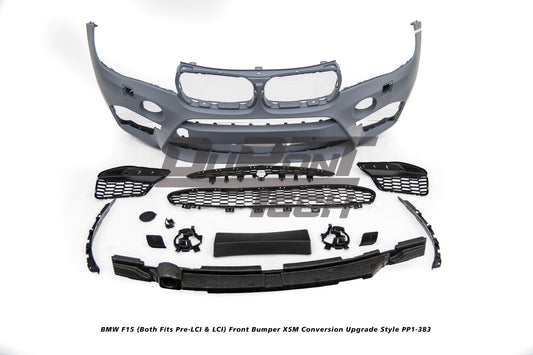 BMW X5 xDrive50i eDrive F15 (Both Fits Pre-LCI &  LCI) 2014 2015 2016 2017 2018 with Aftermarket Parts - X5M Conversion Upgrade Style Front Bumper PP Polypropylene from DuPont Tech
