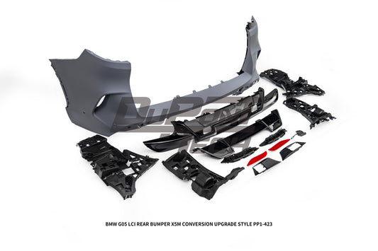 BMW X5 M60i s/x Drive 40i xDrive 50e G05 LCI 2024-ON with Aftermarket Parts - X5M Conversion Upgrade Style Rear Bumper PP Polypropylene from DuPont Tech