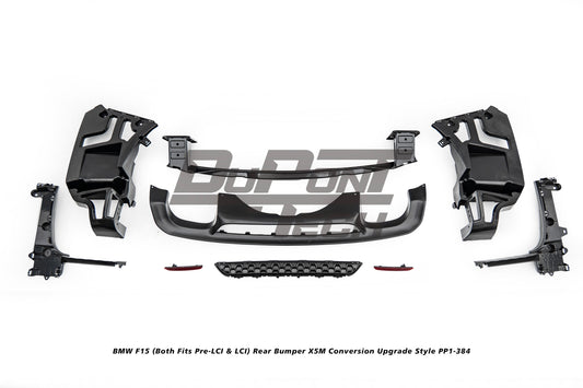 BMW X5 xDrive50i eDrive F15 (Both Fits Pre-LCI & LCI) 2014 2015 2016 2017 2018 with Aftermarket Parts - X5M Conversion Upgrade Style Rear Bumper PP Polypropylene from DuPont Tech