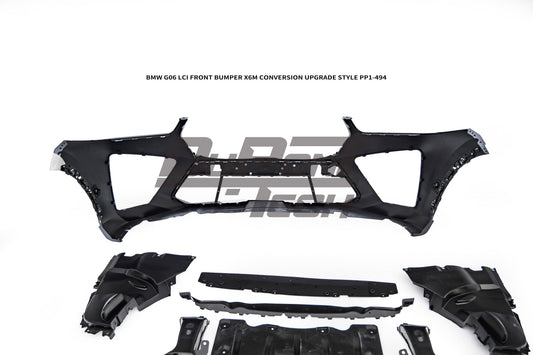 BMW X6 M60i xDrive40i G06 LCI 2024-ON with Aftermarket Parts - X6M Conversion Upgrade Style Front Bumper PP Polypropylene from DuPont Tech