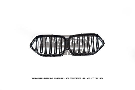 BMW X6 M50i x/s Drive40i G06 Pre-LCI 2020 2021 2022 2023 with Aftermarket Parts - X6M Conversion Upgrade Style Front Kidney Grill ABS from DuPont Tech