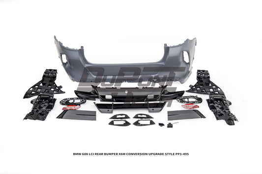 BMW X6 M60i xDrive40i G06 LCI 2024-ON with Aftermarket Parts - X6M Conversion Upgrade Style Rear Bumper PP Polypropylene from DuPont Tech