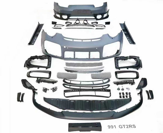 Porsche 911 991.1 Carrera Base/S/T/4/4S/Targa 4/Targa 4S/GTS/GT3/GT3RS/Turbo/Turbo S/GT3/GT3RS 2012 2013 2024 2015 2016 & 991.2 Carrera Base/S/T/4/4S/Targa 4/Targa 4S/GTS/GT3/GT3RS/Turbo/Turbo S 2017 2018 2019 with Aftermarket Parts – GT2RS Conversion Style Front Bumper & Trims PP Polypropylene / Dry Pre-preg Carbon Fiber from Dupont Tech