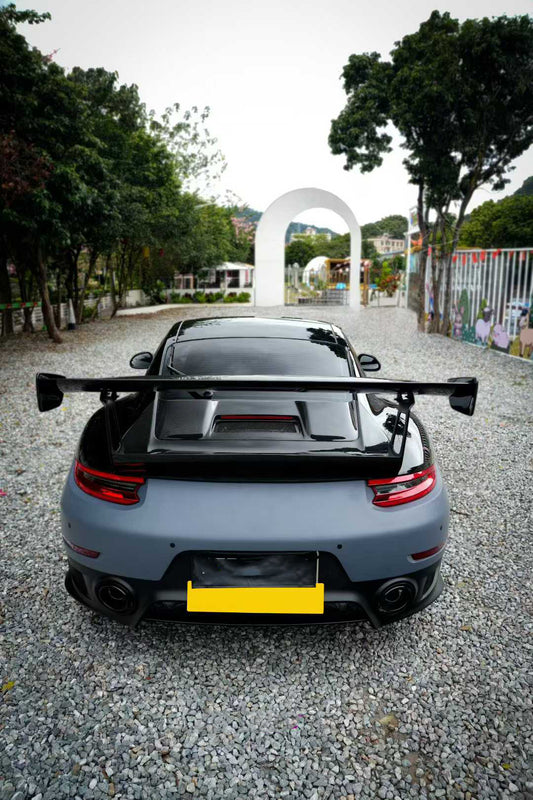 Porsche 911 991.2 Carrera Base/S/T 2017 2018 2019 with Aftermarket Parts – GT2RS Conversion Style Rear Bumper & Trims PP Polypropylene / Dry Pre-preg Carbon Fiber from Dupont Tech