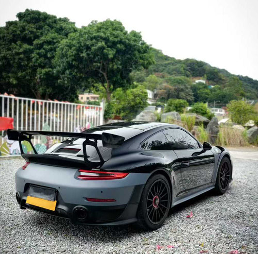 Porsche 991.1 Carrera Base/S/T/4/4S/GTS/Turbo/Turbo S 2012 2013 2014 2015 2016 & 991.2 Carrera Base/S/T/4/4S/GTS/Turbo/Turbo S 2017 2018 2019 with Aftermarket Parts - GT2RS Style Rear Wing Dry Pre-preg Carbon Fiber from Dupont Tech