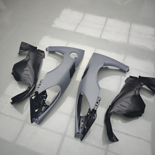 Porsche 718 982 Cayman &amp; Boxster (Base / T / S / GTS / GT4 / Spyder) 2017 2018 2019 2020 2021 2022 2023 2024 2025 with Aftermarket Parts - RS Style Front Fenders Partial Carbon Fiber / PP Polypropylene from&nbsp;Dupont Tech