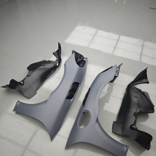 Porsche 718 982 Cayman &amp; Boxster (Base / T / S / GTS / GT4 / Spyder) 2017 2018 2019 2020 2021 2022 2023 2024 2025 with Aftermarket Parts - RS Style Front Fenders Partial Carbon Fiber / PP Polypropylene from&nbsp;Dupont Tech