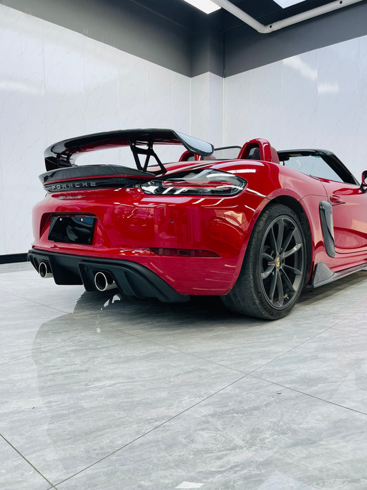 Porsche 718 982 Boxster (Base / T / S / GTS) 2017 2018 2019 2020 2021 2022 2023 2024 2025 with Aftermarket Parts - Rear Spoiler Carbon Fiber from Dupont Tech