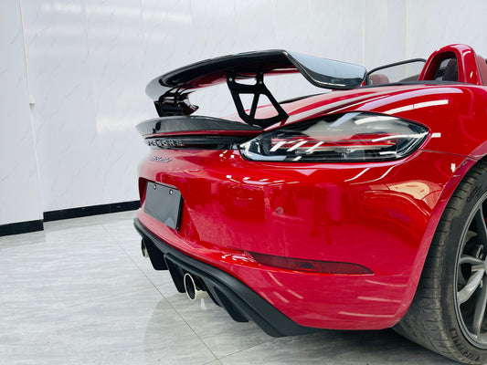 Porsche 718 982 Boxster (Base / T / S / GTS) 2017 2018 2019 2020 2021 2022 2023 2024 2025 with Aftermarket Parts - Rear Spoiler Carbon Fiber from Dupont Tech