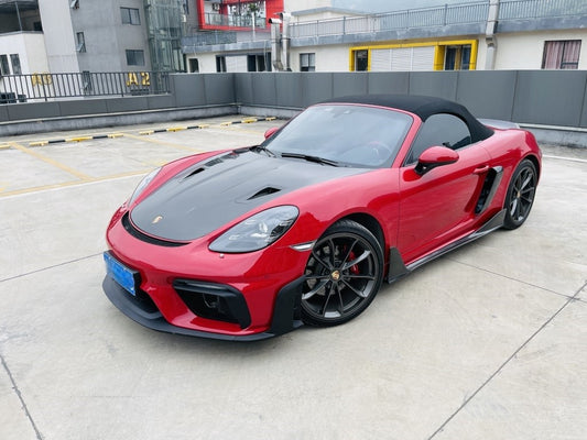 Porsche 718 982 Boxster (Base / T / S / GTS / Spyder) 2017 2018 2019 2020 2021 2022 2023 2024 2025 with Aftermarket Parts - Spyder Conversion Kit PP Polypropylene / Dry Pre-preg Carbon Fiber from Dupont Tech