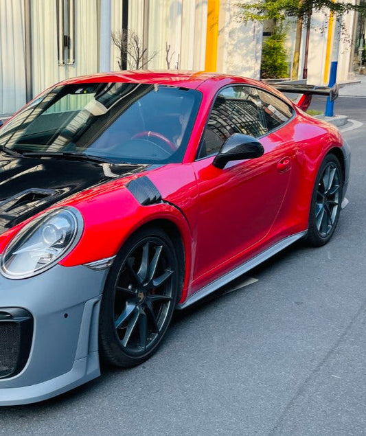 Porsche 911 991.1 Carrera Base/S/T 2012 2013 2014 2015 2016 & 991.2 Carrera Base/S/T 2017 2018 2019 with Aftermarket Parts – GT2RS Conversion Style Side Skirts PP Polypropylene