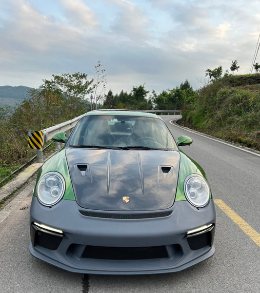 Porsche 911 997.1 997.2 Carrera/S/4S/Targa/Targa4S/GTS/Turbo/Turbo S/GT3/GT3RS/GT2 2009 2010 2011 2012 with Aftermarket Parts – GT3 Conversion Style Front Bumper & Trims PP Polypropylene / Dry Pre-preg Carbon Fiber from Dupont Tech