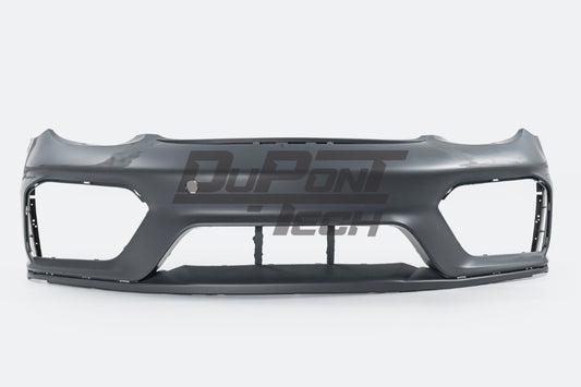 Porsche 987.1 987.2 Cayman & Boxster (all models, including Base / S / R) 2005 2006 2007 2008 2009 2010 2011 2012 with Aftermarket Parts – GT4RS Conversion Style Front Bumper & Trims PP Polypropylene / Dry Pre-preg Carbon Fiber from Dupont Tech