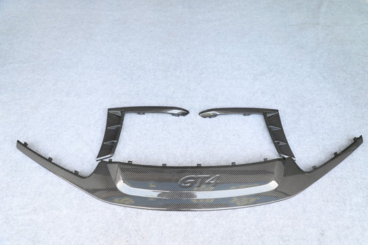 Dupont Tech With GT4 Logo Front Lip & Corner Splitters for GT4 Conversion Style Front Bumper Dry Pre-preg Carbon Fiber