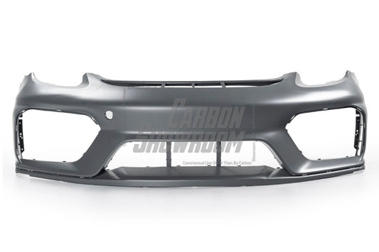 Porsche 981 Cayman & Boxster (all models, including Base / S / GTS / GT4 / Spyder) 2012 2013 2014 2015 2016 with Aftermarket Parts – GT4 Conversion Style Front Bumper & Trims (with & without GT4 Logo) PP Polypropylene / Dry Pre-preg Carbon Fiber from Dupont Tech