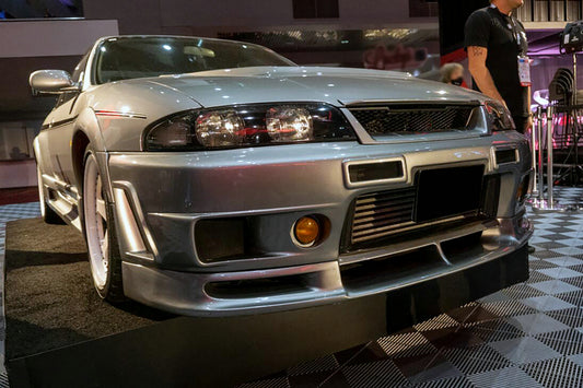 Nissan R33 Skyline GTR 1995 1996 1997 1998 with Aftermarket Parts - 400R Front Bumper Carbon Fiber / FRP from EPR USA