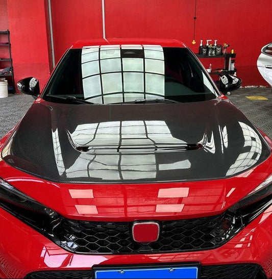Honda Civic Type-R FL5 2023 2024 with Aftermarket Parts - Hood Bonnet Carbon Fiber / FRP from EPR USA