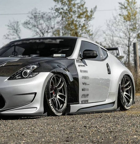 Nissan 370Z Sport Touring Base Fairlady Z Z34 Pre-Facelift 2009 2010 2011 & 370Z Sport Touring Base Fairlady Z Z34 Facelift 2012 2013 2014 2015 2016 2017 2018 2019 2020 & Nismo V1 2009 2010 2011 & Nismo V2 2012 2013 2014 2015 2016 2017 2018 2019 2020 with Aftermarket Parts - AM Style Side Skirts Carbon Fiber / FRP from EPR USA