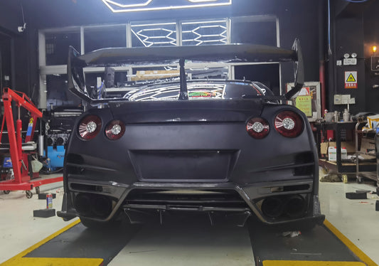 Nissan GTR R35 CBA DBA 2008 2009 2010 2011 2012 2013 2014 2015 2016 with Aftermarket Parts - TS Style Replacement Rear Under Bumper Carbon Fiber / FRP from EPR USA