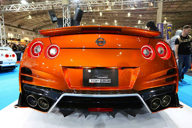 Nissan GTR R35 CBA DBA EBA 2008 2009 2010 2011 2012 2013 2014 2015 2016 2017 2018 2019 2020 2021 2022 2023 2024 with Aftermarket Parts - TS Style Rear Lip & Rear Bumper & Rear Under Bumper Carbon Fiber / FRP from EPR USA