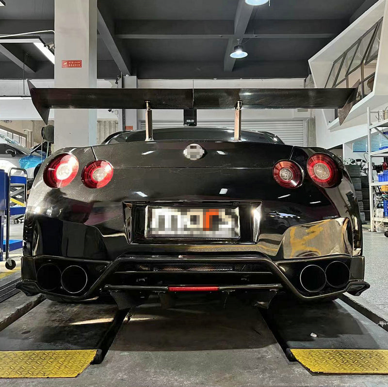 Nissan GTR R35 CBA DBA EBA 2008 2009 2010 2011 2012 2013 2014 2015 2016 2017 2018 2019 2020 2021 2022 2023 2024 with Aftermarket Parts - TS Style Rear Lip & Rear Bumper & Rear Under Bumper Carbon Fiber / FRP from EPR USA