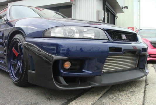 Nissan R33 Skyline GTR 1995 1996 1997 1998 with Aftermarket Parts - Front Bumper Canard Carbon Fiber / FRP from EPR USA