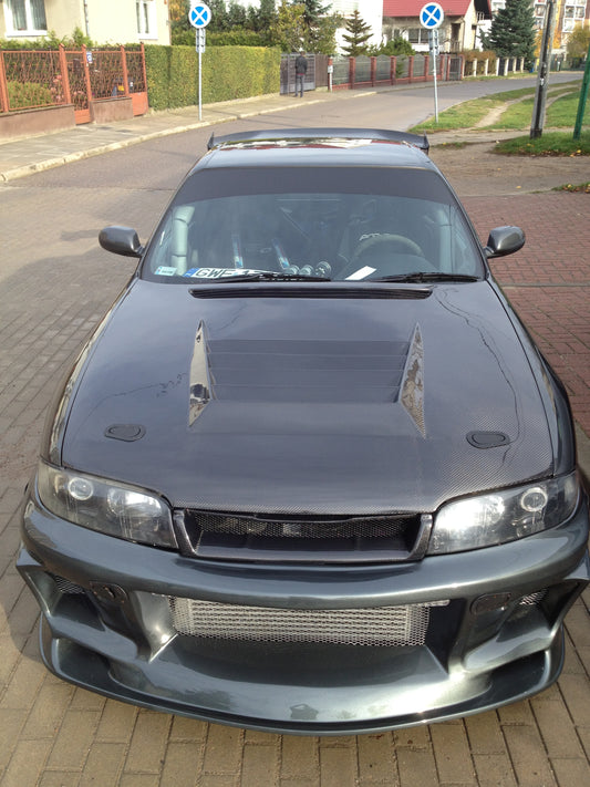 Nissan R33 Skyline GTST Series 1 1993 1994 1995 1996 with Aftermarket Parts - DMAX Style Hood Carbon Fiber / FRP from EPR USA