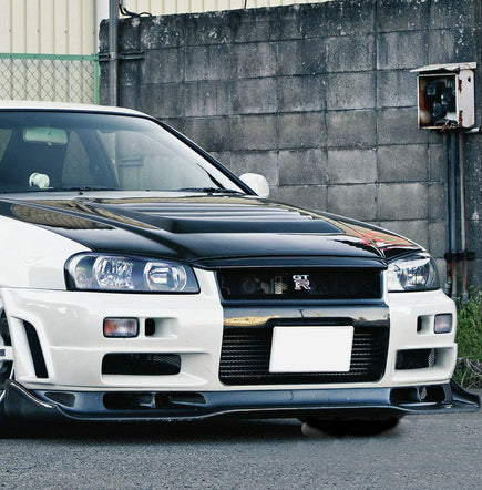 Nissan R34 GTR Base 1999 2000 2001 2002 2003 2004 with Aftermarket Parts - AS Style Front Lip with Undertray Carbon Fiber / FRP from EPR USA