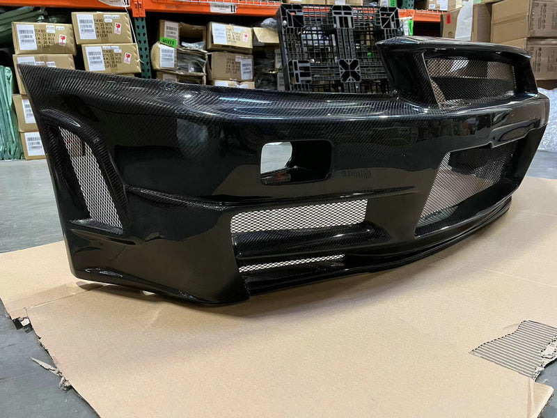 Nissan R34 GTT ER34 HR34 GTT 1999 2000 2001 2002 2003 2004 with Aftermarket Parts - Z Tune Style Front Bumper Carbon Fiber / FRP from EPR USA