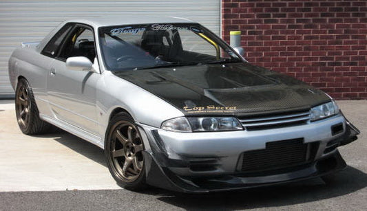 Nissan R32 Skyline GTR 1989 1990 1991 1992 1993 1994 with Aftermarket Parts - TBO Style Front Lip Carbon Fiber / FRP from EPR USA