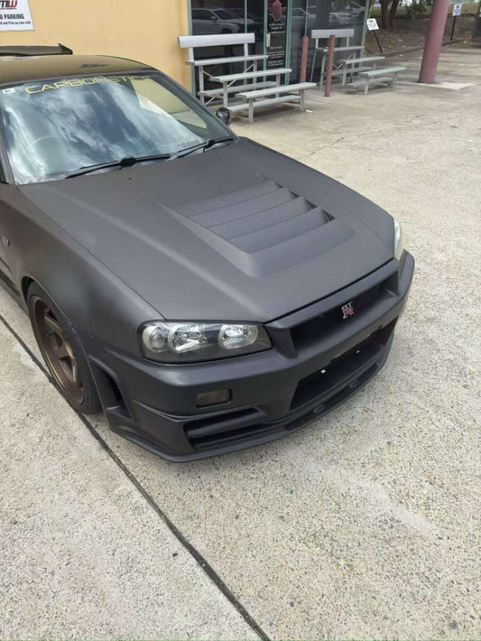 Nissan R34 GTR Base 1999 2000 2001 2002 2003 2004 with Aftermarket Parts - V-Spec Style Front Lip Underboard PP from EP Racing