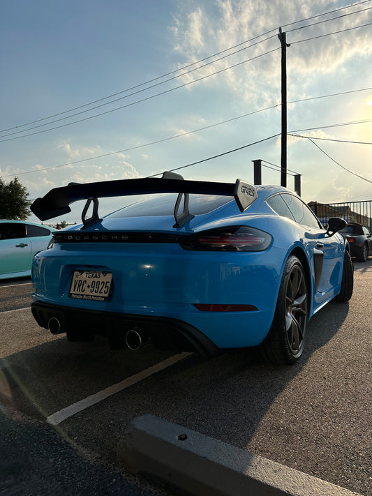 Porsche 718 / 981 Cayman GT4 GT4RS with Aftermarket Parts - GT4RS Style Rear Wing (Aluminum Bracket Included) Pre-preg Carbon Fiber from Aero Republic